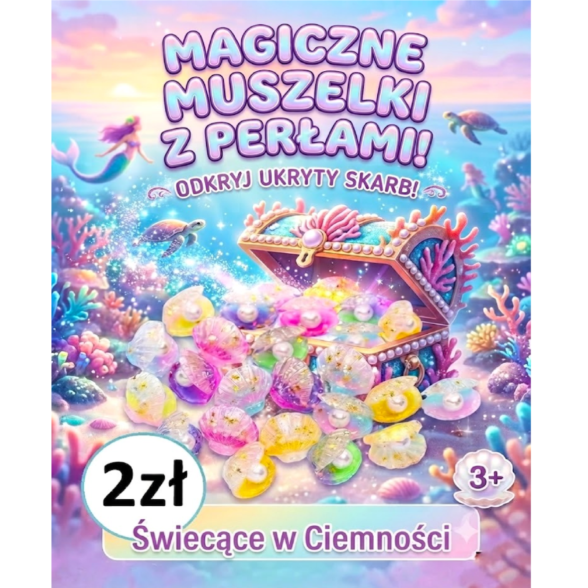 Muszelki świecące w ciemności – 0,65zł/szt. 32mm